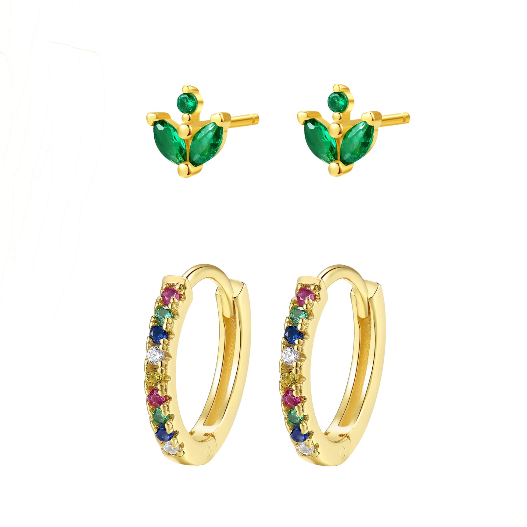 Set Pendientes Arcoíris Plata de Ley 925